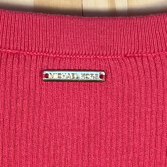 Michael Kors women pink Short-Sleeve Knit Top with White Stripe Trim - Picture 2 of 5